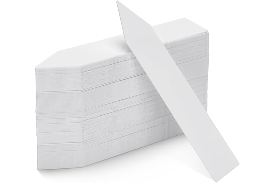 KINGLAKE 100Pcs White Plastic Plant Labels & Markers, 10x2cm, Waterproof, Reusable, Ideal for Herb, Seed, Flower, Potted Plants