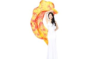 KIKIGOAL Damen Bauchtanzschleier und Handschal, 100 % Seide, abgestufte Farben, 1,14 x 2,5 m