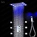Price comparison product image hm Thermostatic Shower System Combo with 20x14" LED Rain Head,Handspray,6 Square Massage Jets,Chrome
