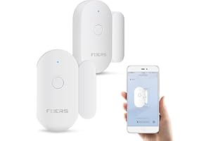 Fuers WiFi Door Window Alarm Sensor with Magnetic Sensor, 2 Packs Smart Wireless Door Window Contact Opening Security Alarm, Burglar Alarm Works with Tuya App, Push Notification for Home/Garage