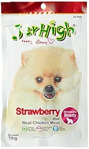 Jerhigh Dog Snacks Strawberry Stick Chicken Meat 70g Plus Vitamin E (Pack Of 3)