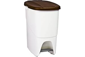 Cubo de Reciclaje con Pedal 25L Marrón – Contenedor de Basura Ecológico para Cocina – Con Separador Interno y Enganches Laterales, Plástico Resistente y Fácil Limpieza | Denox