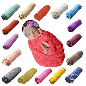 BabyMoon Baby Mohair Photography Props Stretch Without Wrinkle, Anti-Pilling, Breathable Blanket Swaddle Wrap, Mustard