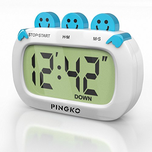pingko Fashion Design Digital Küche Countdown Timer mit Big Display und Uhr und lauter Alarm – Weiß - 2