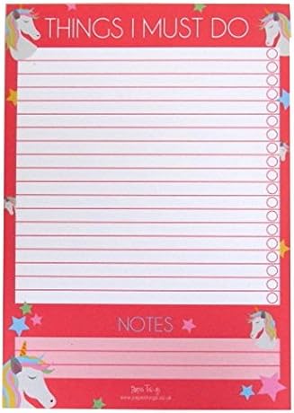 A5 Things I Must Do, Things to Do Ticklist Notepad - Unicorns - 50 Sheets, Double Sided