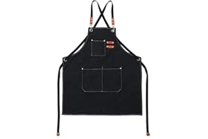 LASIEYO Canvas Apron, Heavy Duty Work Apron with Pockets for Men, Waterproof Wear-resistant Tools Apron for Garden, Craft Workshop and Garage