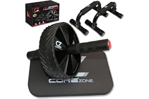 COREZONE Ab Roller Push UP Bars for Fitness Strength Weight loss AB Wheel Cruncher Toning abdominal Core Training, Knee Mat Home Gym workout equipment for Men or Women