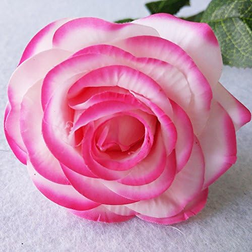DYF Realistic Moisturizing Silk cloth Decoration Rose Simulation Flower,White powder side