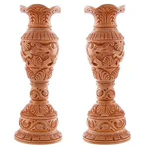 Craft Trade Wooden Handmade Elephent Liquor Flower Vase/Pot Set of 2 for Home Decoration