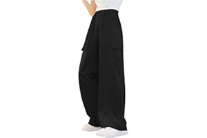 GLÜCKSVOGEL Mädchen Teenager High Waist Baggy Cargo Hose Fallschirmhose Mädchen Oversize Lange Weite Bein Freizeithose Jogger Cargohose Teenager Jogginghose Hip Hop Sweathose Streetwear Hose für Teenager Mädchen