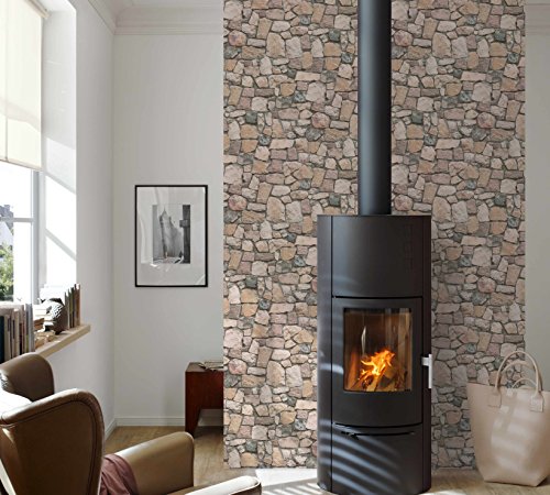 A.S. Création Papiertapete Ökotapete Dekora Natur Tapete in Naturstein Optik fotorealistische Steintapete 10,05 m x 0,53 m bunt creme grau Made in Germany atmungsaktiv feuchtigkeitsregulierend umweltfreundlich 692412 6924-12 - 3