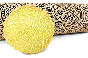 KASHMIR Rouleau à pâtisserie en forme de cachemire avec fleurs orientales par Algis Crafts