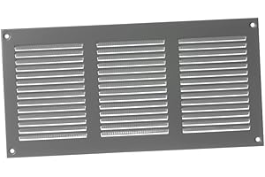 EUROPLAST 300x150mm Griglia di Ventilazione con Zanzariera - Griglie D'Aerazione in Metallo - Acciaio, Grigia
