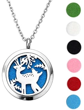 JOVIVI Edelstahl Aromatherapie Ätherische Öle Diffusor Halskette Weihnachts Elch Reh Floating Medaillon Locket...
