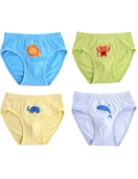 Sivice 2-9 Jahre alt Kinder Jungen Baumwolle Slips Kids Unterhosen Unterwäsche 4 Stück Löwe/Elefant/Bärchen/Delphin...