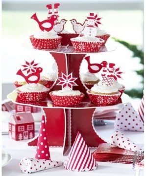 Knitted Noel Knitted Noel 2-Tier Cake Stand, Red