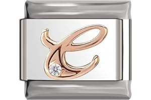 Italian Charms Rose Gold Letter A-Z Charm Link fits all 9mm Bracelet - UK stock