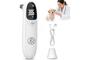 Örontermometer för Hund, ZMCVOE Fieberthermometer Hund med LED-visning, Digitalt Fiebertermometer Katt med Minneläge, Bärbart