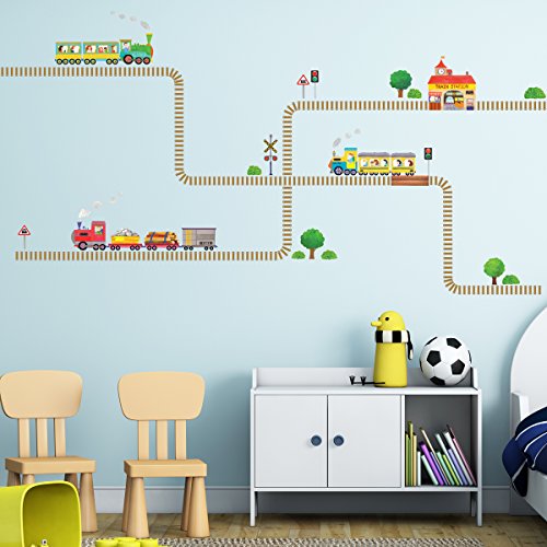 Decowall DW-1504 Züge & Gleise Wandsticker Wandaufkleber Wandtattoo Kinderzimmer - 3