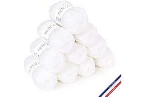 BERGERE DE FRANCE Bergère de France - BARISIENNE 7, lot de 10 pelotes de laine à tricoter et au crochet (10 x 50g) - 100% Acrylique - 6,5 mm - Fabrication Française - Gros Fil Rond très Doux - Blanc (BLANC NEIGE)