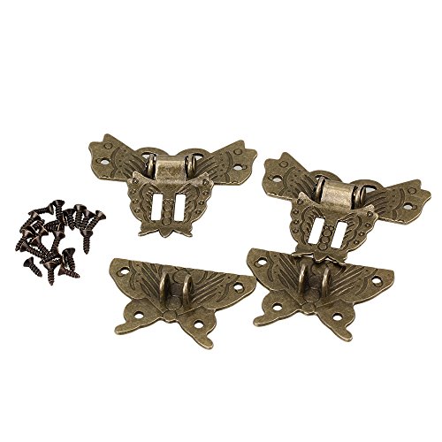 Preisvergleich Produktbild BQLZR Mini Antik Bronze Schmetterling Schnalle für Schmuckkoffer Bügelschloss Schranktür Vorhängeschloss 2 Stück