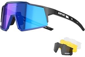 KAPVOE Lunette de Cyclisme Polarisées Homme Femme 1 lentille ou 4 lentilles interchangeables Tr90 Cyclisme Lunette VTT K9022