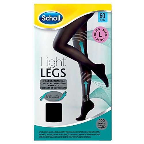 Scholl Medias de Compresión Ligera Mujer Light Legs 60DEN, Color Negro, L