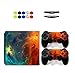 Produktbild Skin for PS4 Pro, Chickwin Skin Design Folie Aufkleber Sticker schützende Haut Schale für Sony Playstation 4 Pro Konsole und 2 Dualshock Controller+ 10 pc Silikon Thumb Grips + 2pc zufällig Light Bar (Sternenklar Orange)