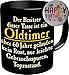 Produktbild 2556 Geburtstag Geschenke-Set 60: OLDTIMER 60 JAHRE GELAUFEN, Geburtstagsgeschenk 60. Premium Geschenk Tasse Keramik, Original RAHMENLOS® in Geschenkbox + Button Happy Birthday