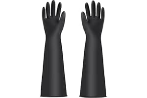 YONG-SHENG Guanti Resistenti a Sostanze Chimiche, Guanti in Lattice Resistenti, Resistono a Forti Acidi, Alcali e Olio, Guanti da Lavoro Multiuso Professionali (Nero Spesso, 55cm)