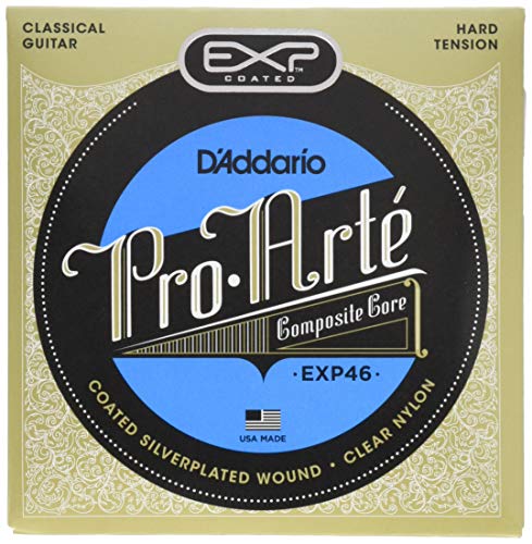 D'Addario EXP46 - Juego de cuerdas para guitarra clásica de nylon con entorchado de plata (tensión alta)