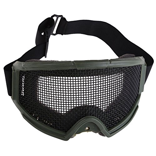 Lunettes de protection de maille - WoSporT Lunettes de protection lunettes de maille metallique tactique de chasse airsoft (vert)