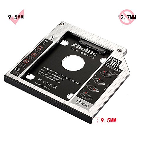 Zheino 9.5mm Aluminum SATA Second HDD Caddy Festplattenrahmen 2. HDD / SSD Caddy Adapter SATA Festplatte für Notebook mit SATA Laufwerkschacht universal CD/DVD-Rom - 5