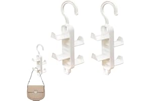 WASUQO Organizador de bolsos colgantes de 2 unidades con 4 ganchos de plástico, soporte para bolso de mano para armario y armario, soporte para bolso, armario colgante para dormitorio familiar, extraíble.