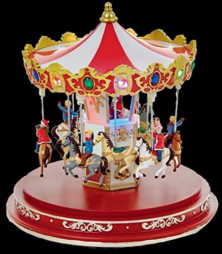 24.5cm Animated Lit Carousel Xmas Decoration Christmas Display