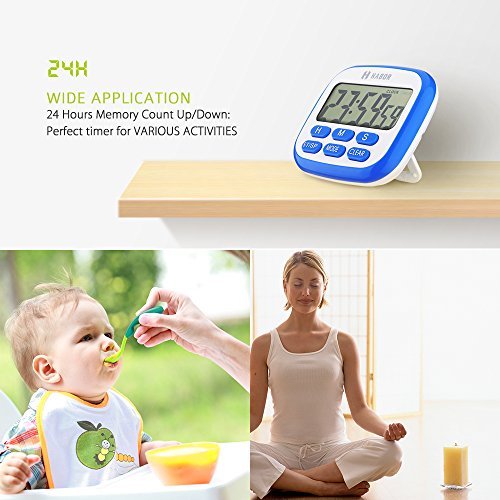 Habor Küchentimer Digital Timer Eieruhr, Küchenwecker, Küchenuhr, Zeitmesser, Stoppuhr, LCD Display, 24h Countdown mit Piepton, Magnete und einklappbarer Ständer, ideal für Küche Kochen, Grill, Backen usw. - 6