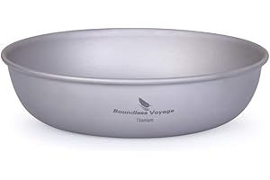 Boundless Voyage Assiette Plate en Titane ultraléger avec Sac de Transport Kit de Vaisselle et ustensiles en Titane pour Sac à Dos de Camping