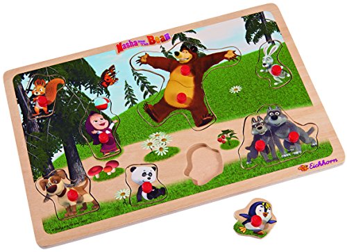 Eichhorn 109304083 – Mascha und der Bär Steckpuzzle 11-teilig – 30x20cm – Puzzle mit 10 Steckteilen - 6