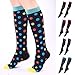 Produktbild P12cheng Kompressionssocken, Sportsocken, für Damen und Herren, bunte Herz-Punkte, atmungsaktiv, lange Kompressionssocken - Größe S/M, 5#, S/M