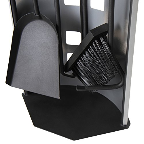 Jago Kaminbesteck-Set im modernen Design aus hochwertigem Edelstahl in Silber mit Schürhaken, Zange, Besen und Schaufel - 5