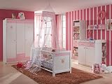 BABYZIMMER KINDERZIMMER CINDERELLA 7 Teilig Weiß Rosa