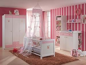 BABYZIMMER KINDERZIMMER CINDERELLA 7 Teilig Weiß Rosa: Amazon.de: Baby