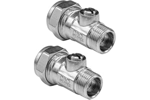 NPH PLUMBING & HEATING NPH 15mm Male End Flat Faced Isolation Service Valve - 15mm x 3/8" Pack of 2