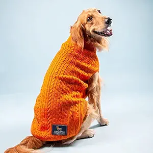 Heads Up For Tails Cable Knit Dog Sweater - Orange - M