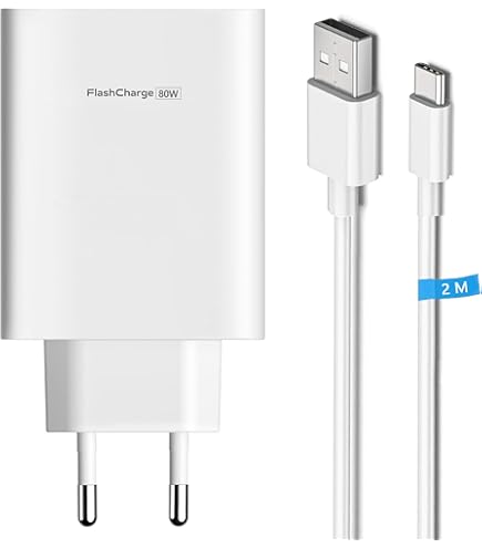 45W SUPER Caricatore Rapido con 6A Cavo USB C 1M per OPPO A40M A18 A38 Reno13F/13FS/12FS/11 F/10/Find X5 X3/2Neo,Caricatore Rapido Charge VOOC con Cavo USB Type-C per OnePlus 10 9 Nord CE
