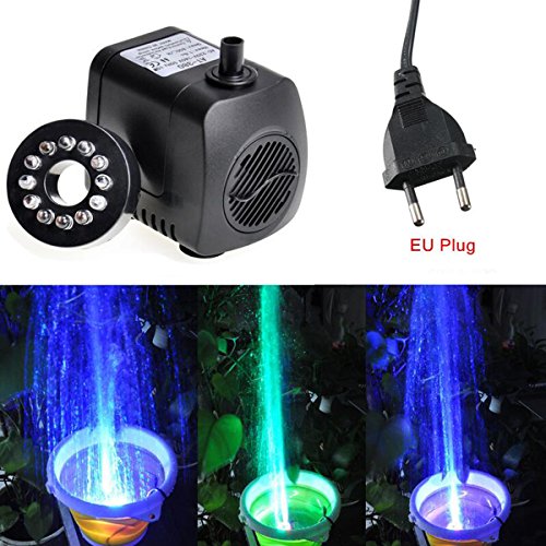 15W 800L/H 210GPH Unterwasser Wasserspielpumpe, GOCHANGE Wasser Pumpen Garten Tauchpumpen mit Bunten LED Licht, Wasserpumpe für Garten Aquarium Teich Brunnen - 2
