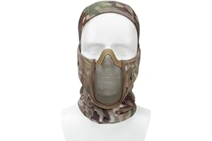 WarmHeartting Passamontagna Tattico in Tessuto Mimetico, Maschera Completa per Il Viso con Protezione Antipolvere per Caccia, Softair