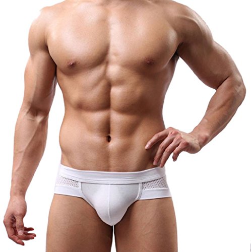 Sannysis® Ropa interior de los hombres de algodón (Blanco, L)