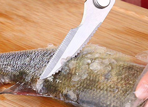 Joyoldelf Küchenschere / Heavy Duty Multifunktions schere / Haushaltsschere – Edelstahl Razor Sharp Mehrzweckschere mit Wellenschliff – Spülmaschinenfest - 7