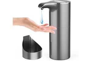 MerKioo Soap Dispenser Automatic - Touchless Hand Soap Dispenser 5 Levels Adjustable with IR Sensor USB Rechargeable Electric Liquid Soap Dispenser Waterproof 450ml for Kitchen Bathroom Hotel
